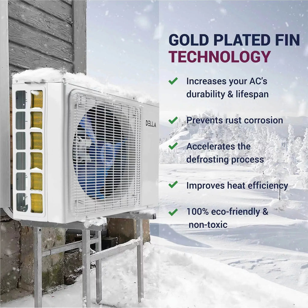 Ductless Zone Della 1200 Set to 27K Mini BTU Wifi with Split SEER Sq.Ft 20 Conditioner Cools BTU Full 3 Heat 9K Installation Up Pump Zone Efficient 208/230V 16ft Air 9K ODU Energy Multi Kits 9K Tri