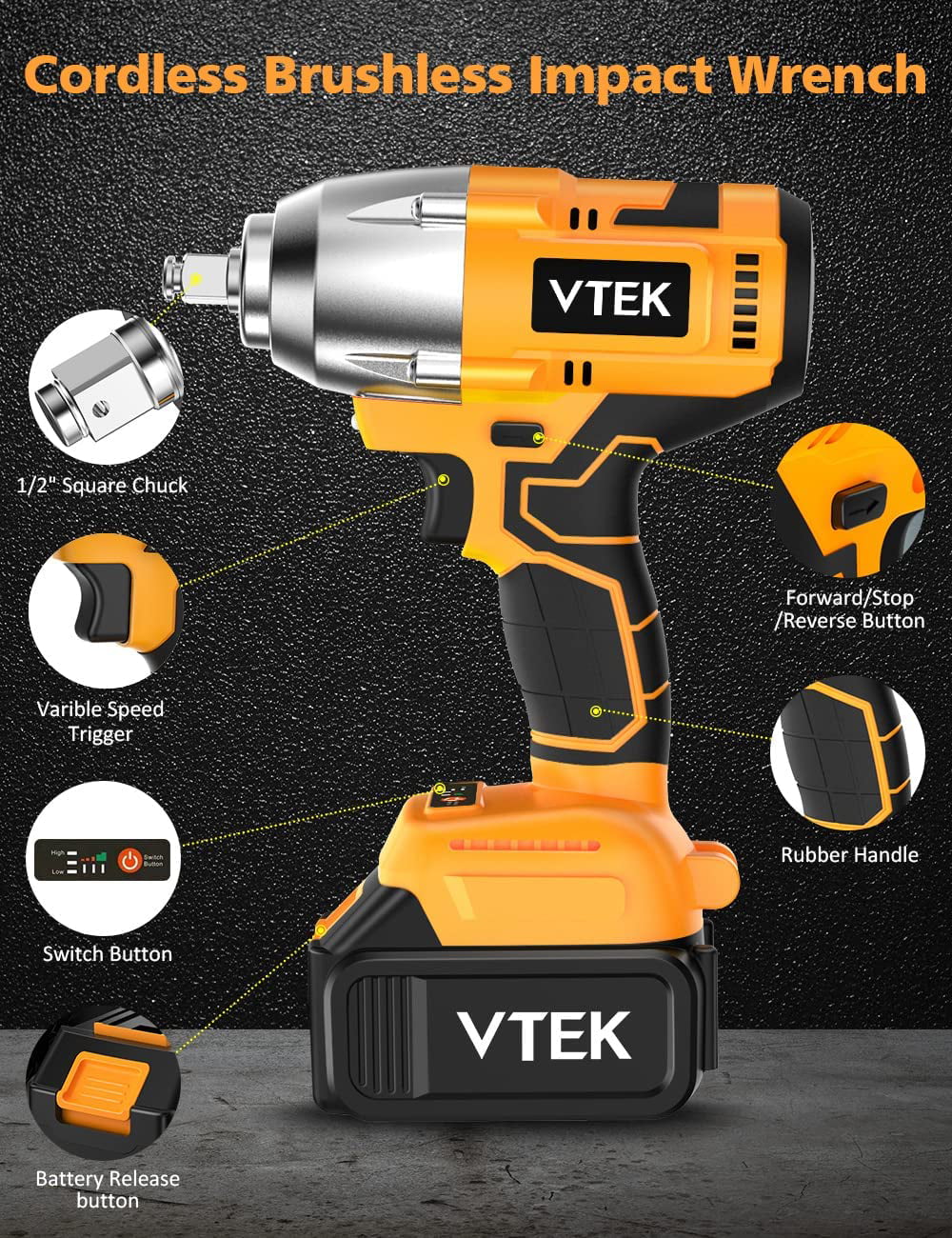 Torque for Impact Cordless 700N.m ft-lbs Impact Inch Impact MORI Wrench 515 1/2 Brushless Gun Wrench,Max Tiers Car