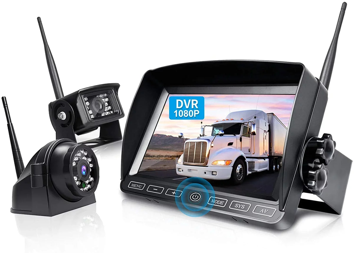 View Side IP69 Split 7-inch Truck with Camera RV 1080P Waterproof for ZEROXCLUB DVR Wheel,BW702 2 Dual/Quad Wireless Backup Camera View System Trailer 5th Monitor, HD Rear Touch Wireless