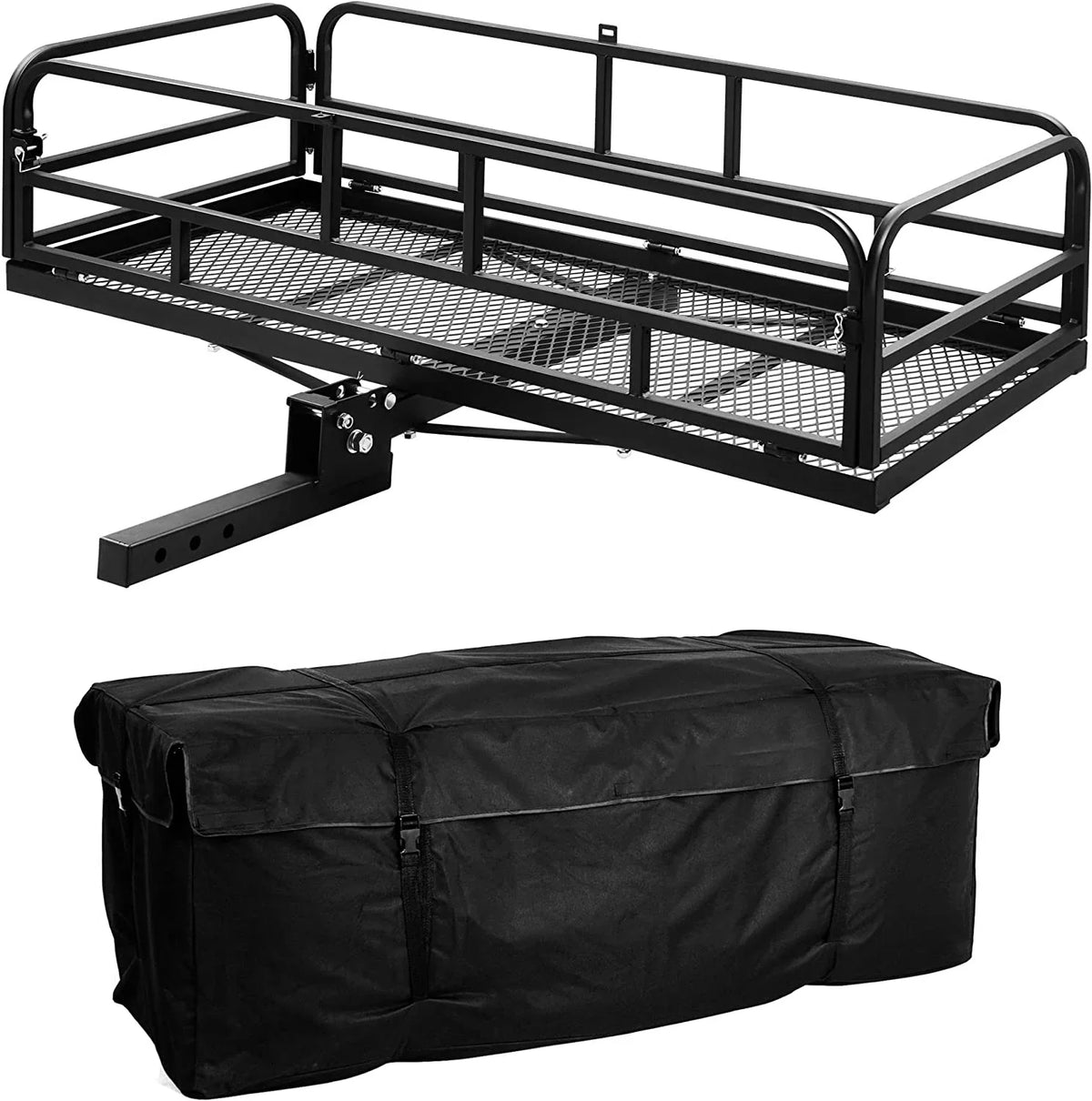 Waterproof for Luggage Carrier Fold Traveling Inch 60 Cargo Camping SUV 2 24 Pickup Cargo 500 Heavy Capacity Folding Bag Rack Up Lbs with x Duty Inch Hitch Receiver Basket