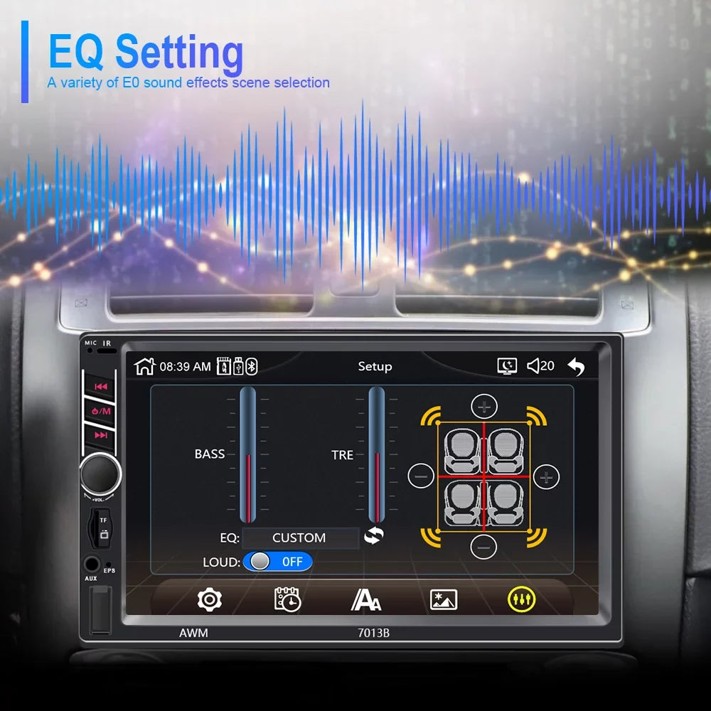Radio 2 Stereo Bluetooth inch Camera D-play Touch 7 Podofo Car Car 4 MP5 with with Player Din USB Car Screen View Rear LED