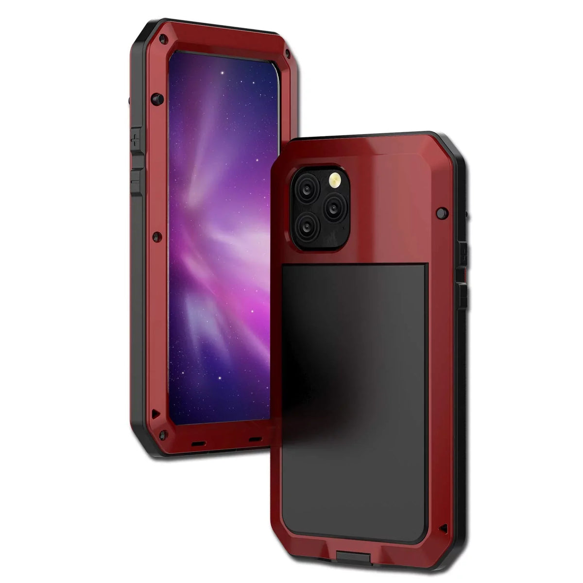 Duty iPhone Scratch Rugged Glass exterior Military Travel Protection, Case (Red) Shockproof Heavy Resistant Pro Gorilla Aluminum Grade and 13 Metal