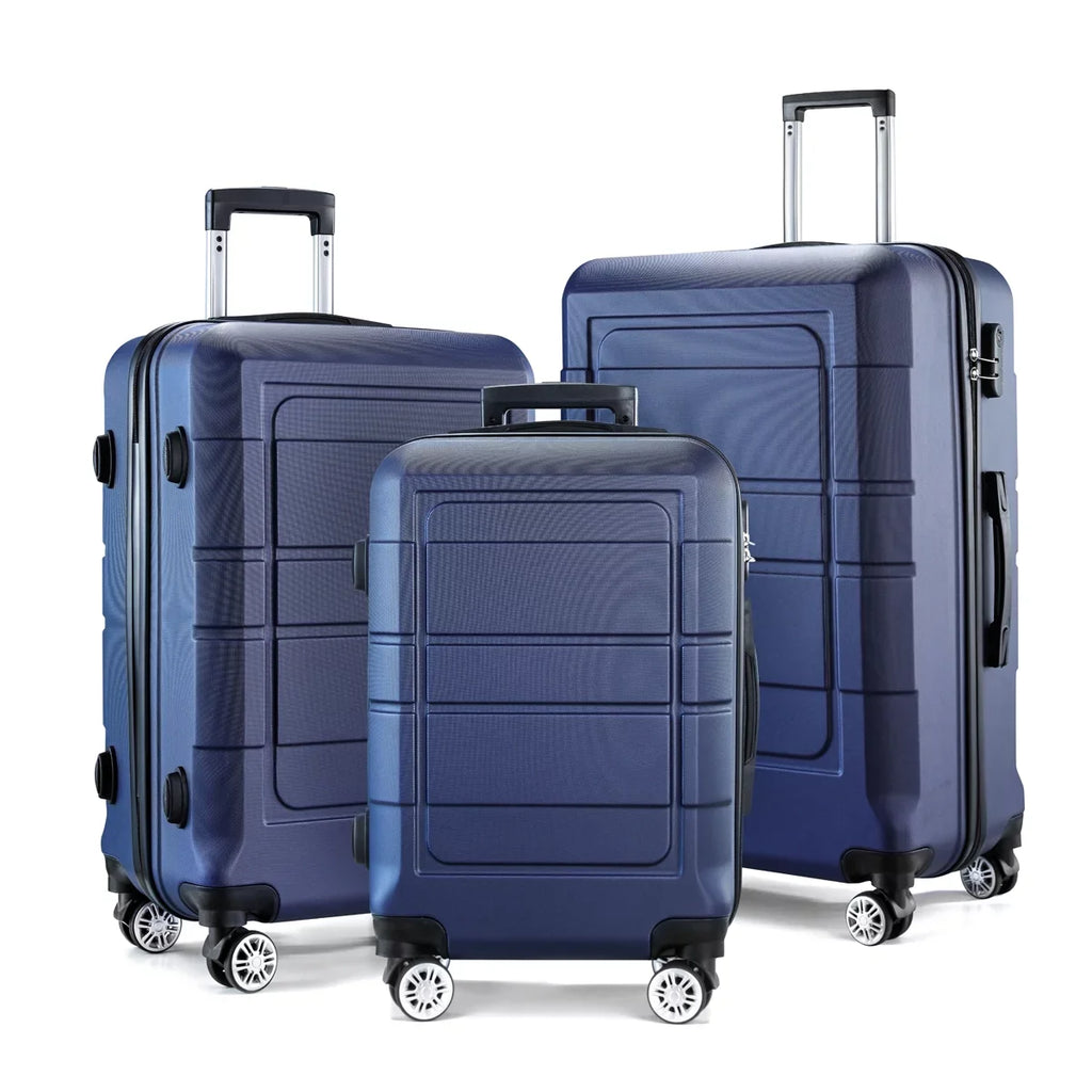 Double Suitcase Durable PC+ABS Expandable Wheels Luggage TSA GOWELL Lock Blue Sets