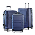 Double Suitcase Durable PC+ABS Expandable Wheels Luggage TSA GOWELL Lock Blue Sets