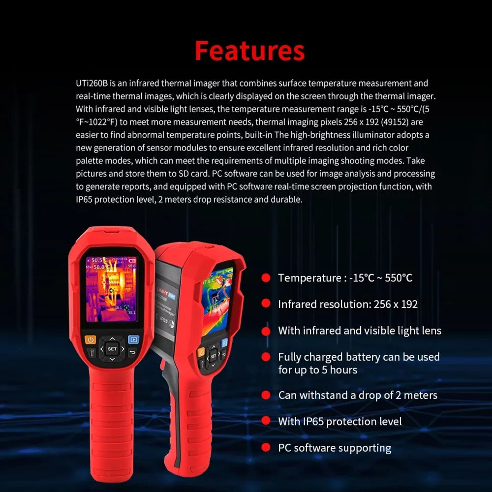 Daakro Handheld Imager UTi260B Camera Thermal Infrared IR Thermometer Imaging UNI-T