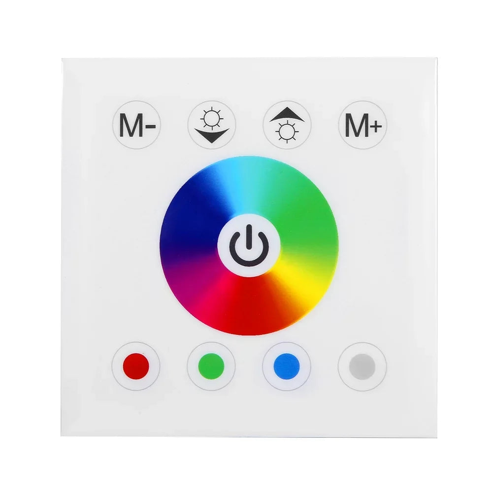 Switch Wall-Mounted Dimmer Strip Panel Touch Wall Controller, Touch Wincal LED Mounted Colorful Light(Black/White) Panel for Touch LED Panel, RGBW Controller