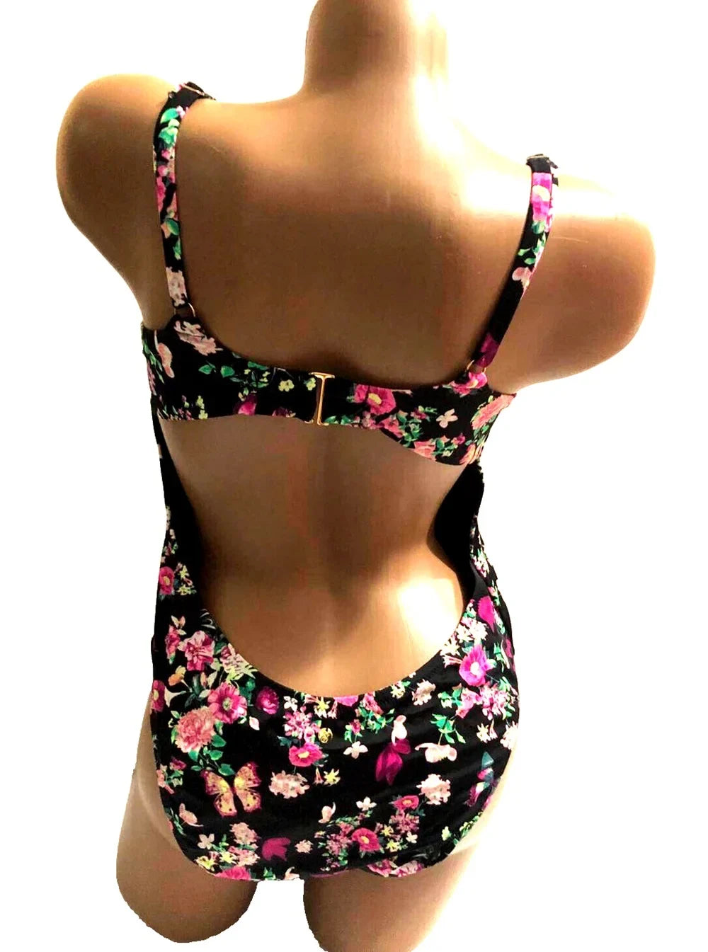 Victoria's Floral Piece Black dimension X-Large Wicked NWT Swimsuit One Secret