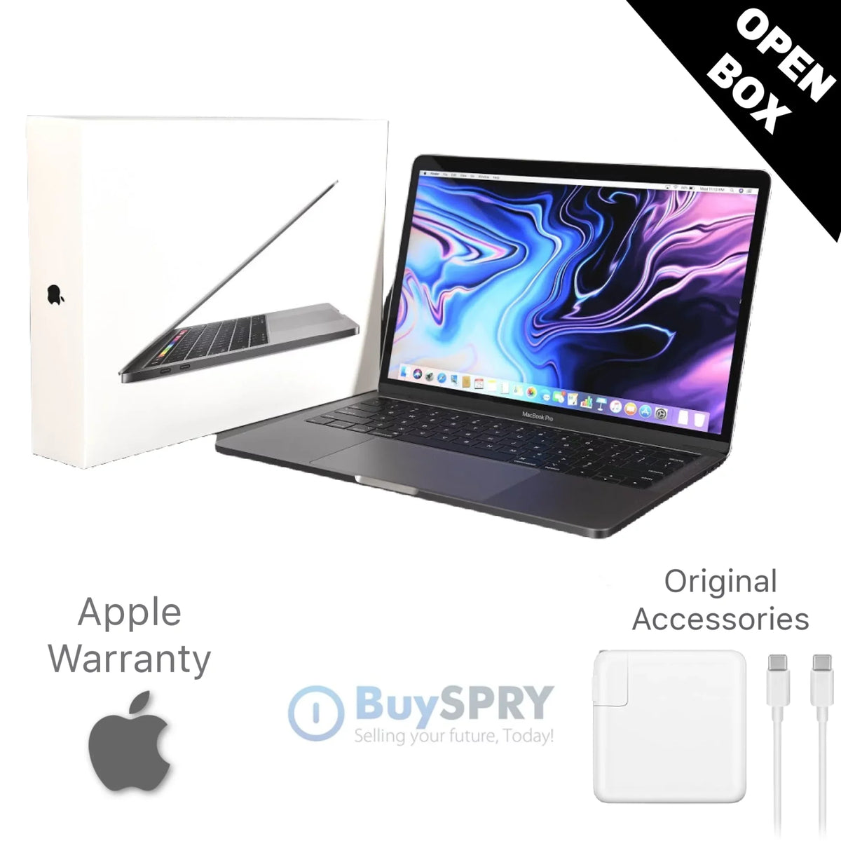 MacBook Open i5 Box Intel Gray SSD MUHN2LL/A Core - 13.3" Pro (2019) Bar Space Touch 128GB w/