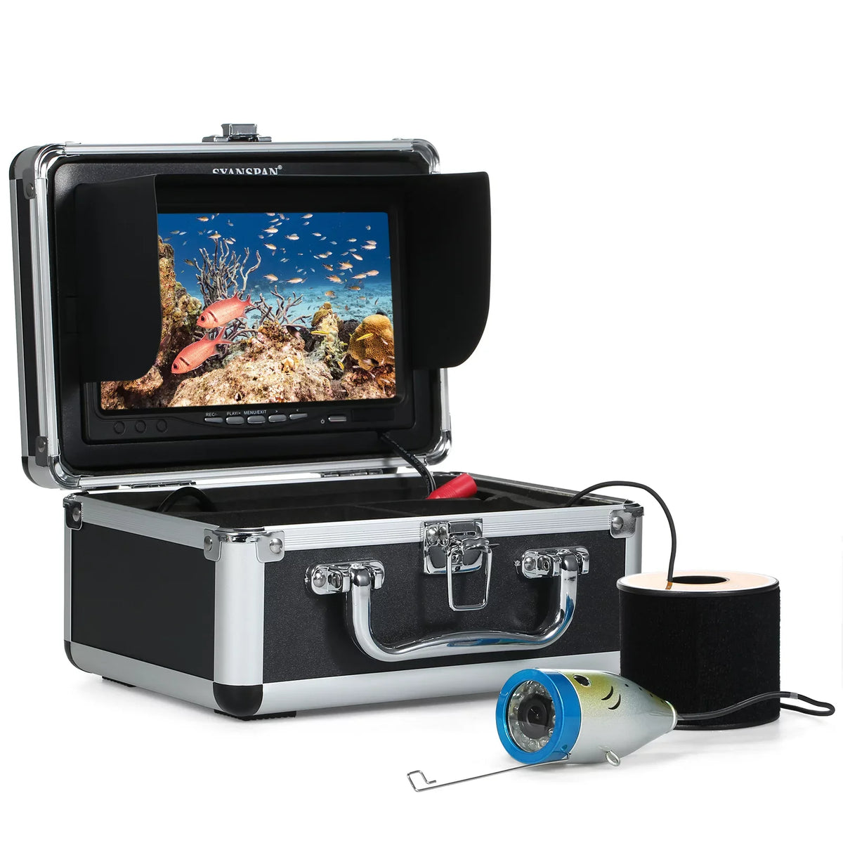 Cable 15M/30M/50M 12LEDs with Waterproof Boat Fishing for Display Underwater IP68 Lake LCD Fishing 7Inch/9Inch Camera moobody Sea Fish Finder Ice
