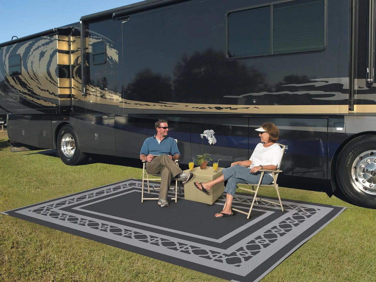 with x designs) Rug Mats Patio 2 exterior (Reversible 9' Gray 12'