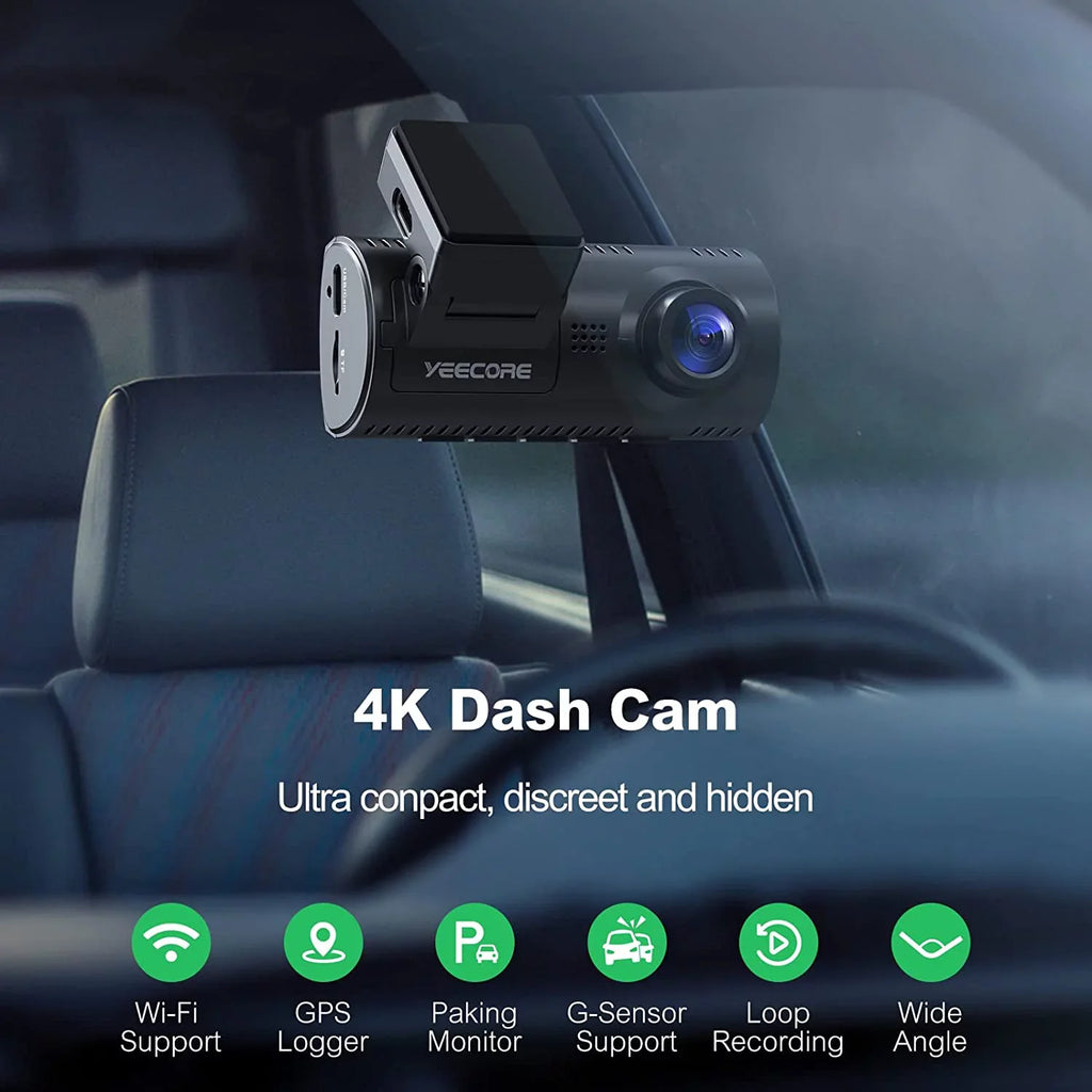 Max Dash Cam, 3.16" 4K G-Sensor, Support Dash Mount, with Night UHD Cars Monitor, Yeecore GPS, Parking WDR, 2160P, Camera Vision, LCD, with for Portable Magnetic Car Camera 256GB Dash WiFi Front Cam