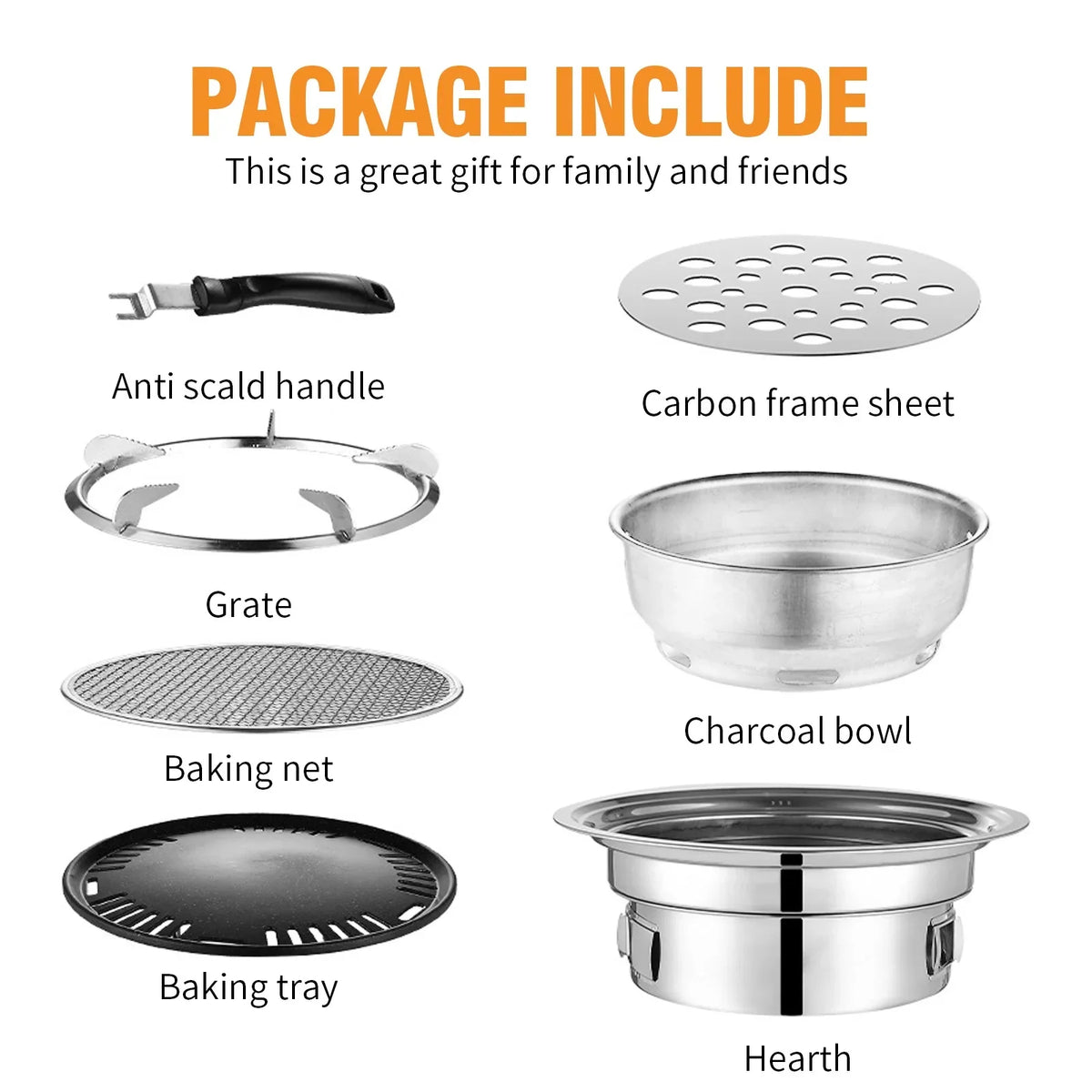 Camping Grill Korean Non-stick Carbon Grill Household Round Charcoal Grill, Portable Grill Barbecue and BBQ Picnic Stove Indoor Grill, exterior, for Smoker