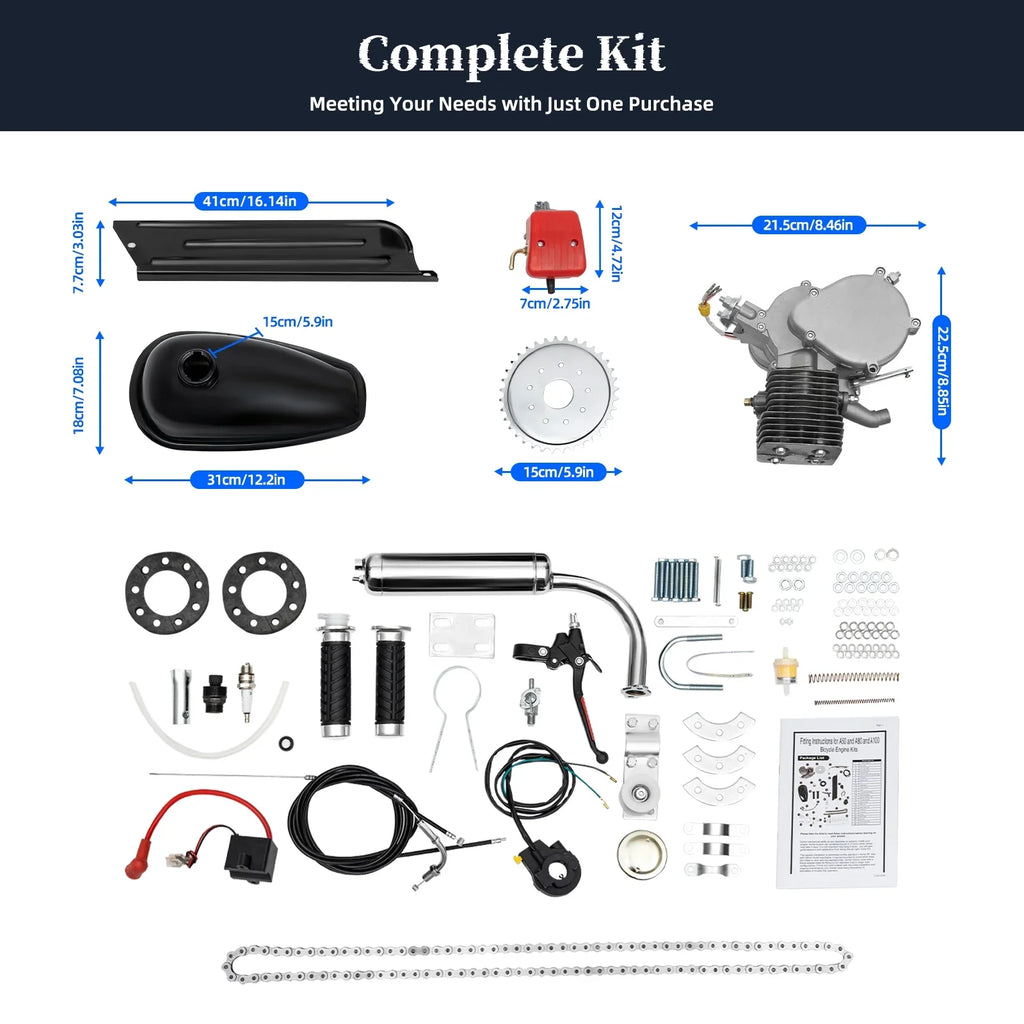 Kit Set Bike Full /28" for Engine Engine Most 100CC Bicycle Kit Stroke Motorized 2 Petrol Miumaeov Gas Bicycle 26"