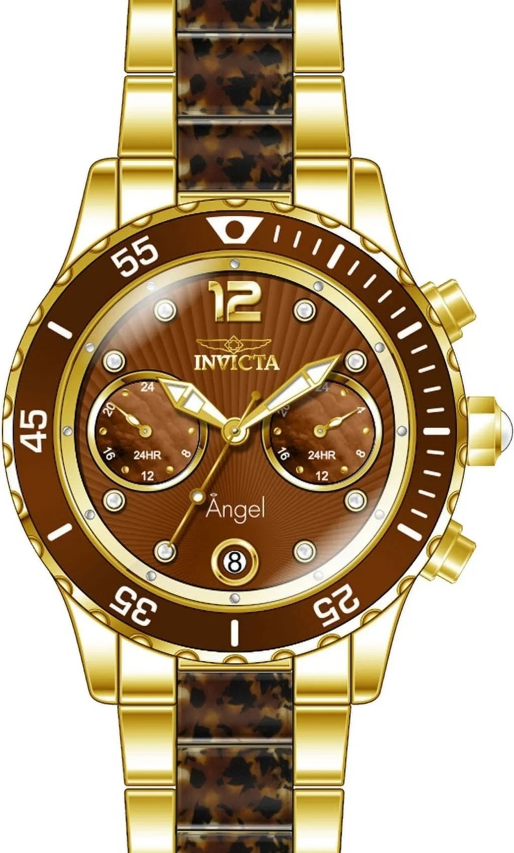 Analog Watch Quartz 24706 Steel Brown Angel Bracelet Case & Invicta Women's
