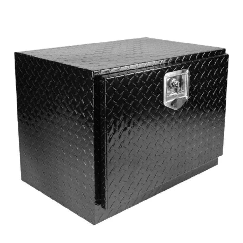 Waterproof Trailer Aluminum Toolbox + Keys Box Up Pick Aluminum Organizer with box 24"(24.2"×17.1"×17.9") Storage Square Bed and RV Black Inch Lock + Tool - Plated Truck Black 24 Square + Stripes