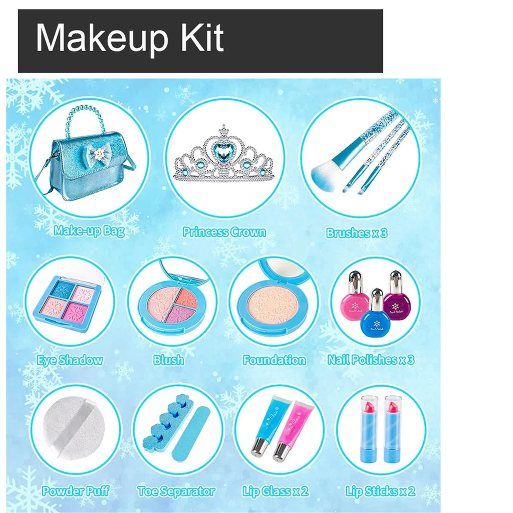 Washable Real Makeup Play Makeup Kit Kids Girl, Frozen Toys for