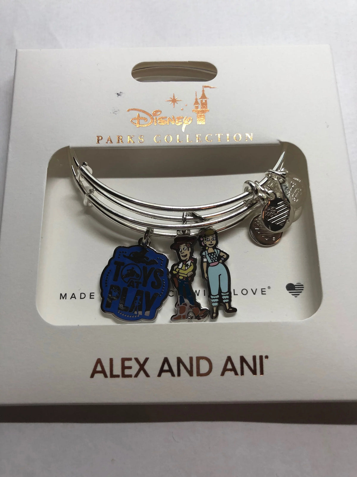 Disney New Charm Silver BoPeep Ani Bangle Woody Toy Story Bracelet Parks &amp; Alex