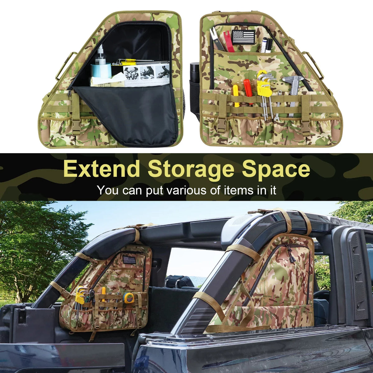 For Multi-Pockets Bag KOLEMO Roll Cage Bronco Accessories Storage 4 2Pcs Doors Bar