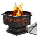 Backyard, ZenSports Pit Pire - Burning Lid, Black Bonfire W/Mesh Hex-Shaped Portable Wood 24’’ exterior