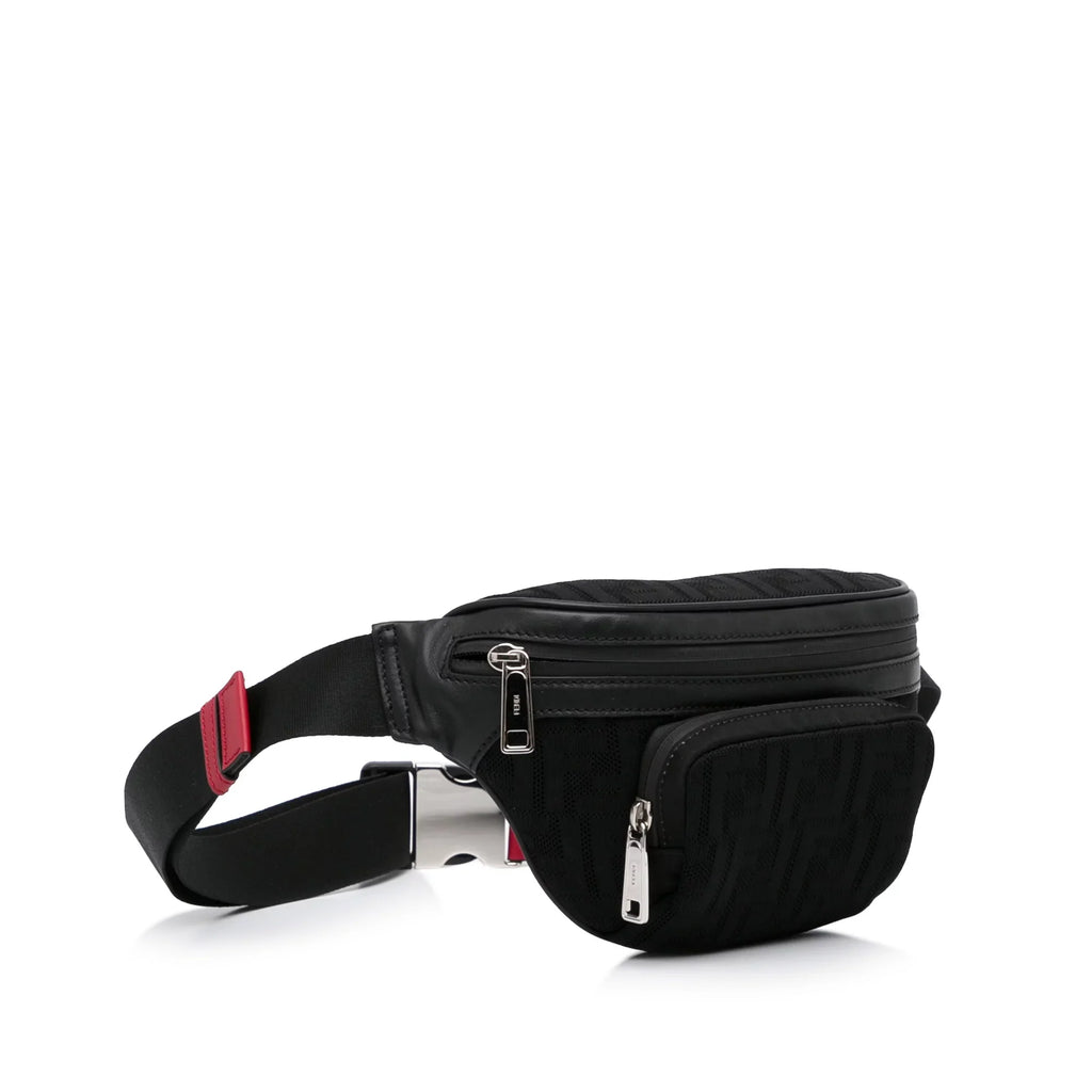 Black FF Belt Grace Pre-Owned Unisex Pocket Fabric Fendi Bag Authenticated Neoprene (Good) Vitello Knit Perforated