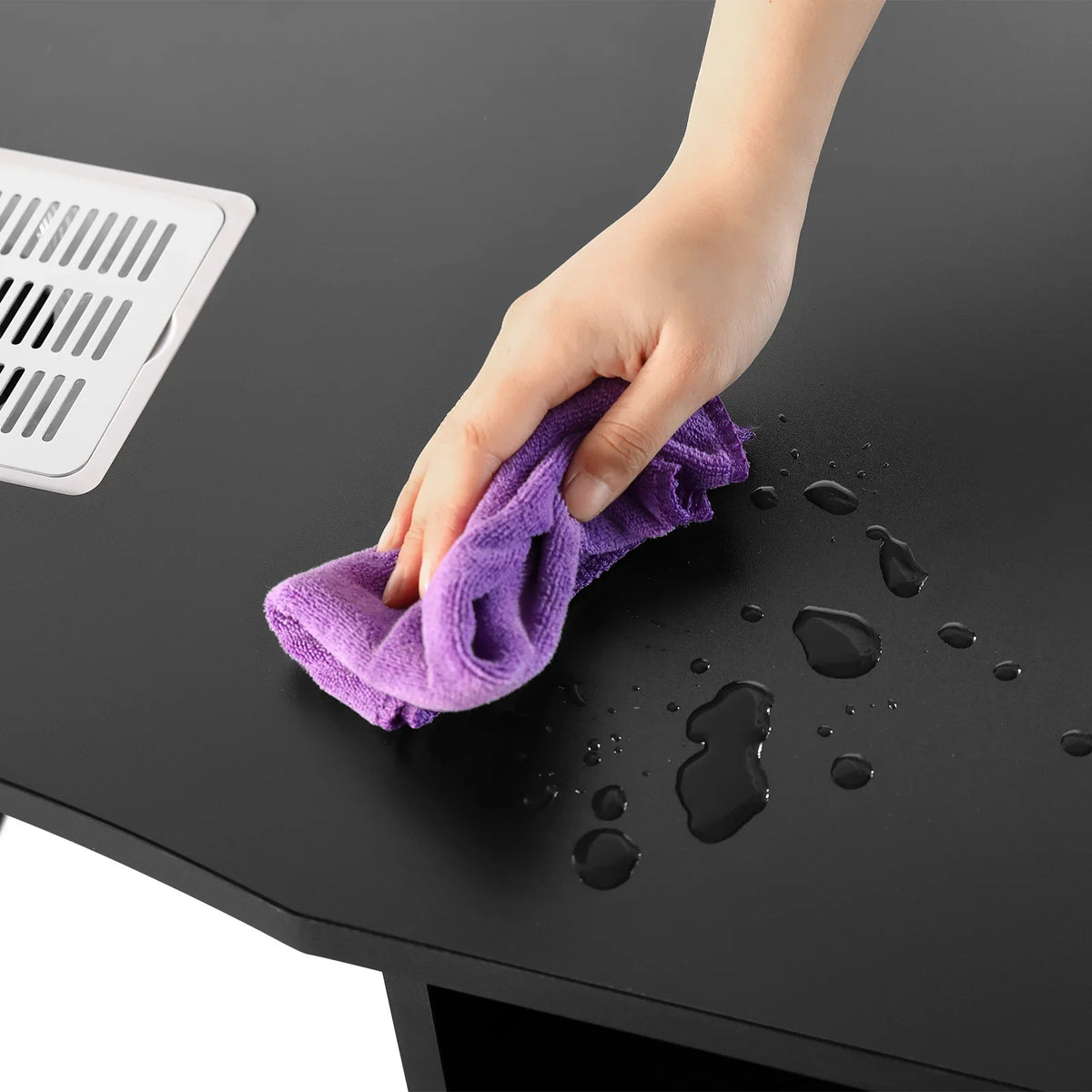 Hand Electric Station Artist Wrist Cushion, Wheels, Drawers, with Lockable Shelves Table Beauty Nail Black Manicure Desk Downdraft Vent,