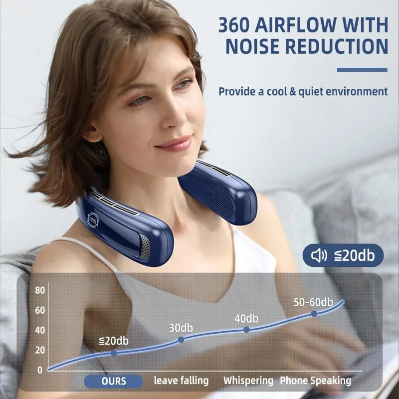 Personal For Neck Fan Fan Cooler 5200mah Neck Neck Conditioner Travel Blow Neck Fan Cooling Air Rechargeable Air Women Bladeless Cold That Portable Wearable Your Essentials Around Men
