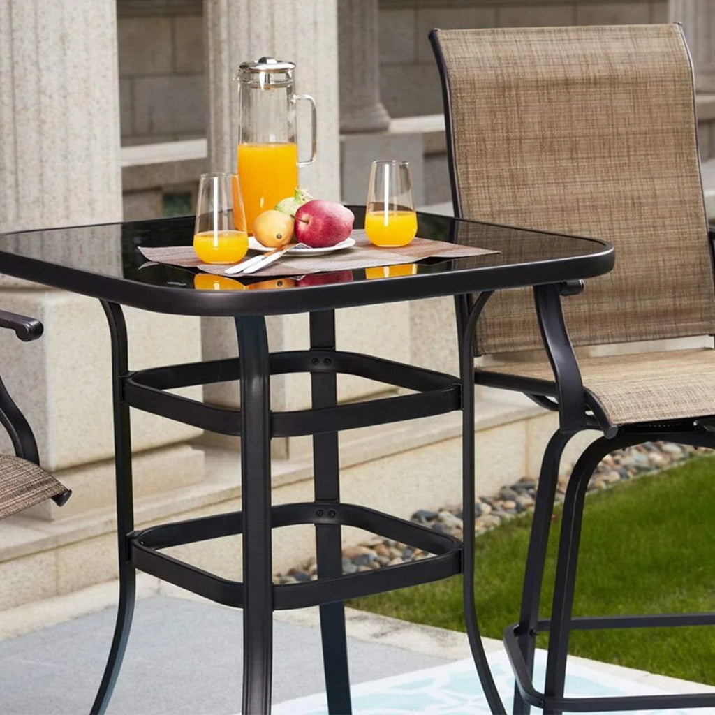 Bar Table Porch Bistro Shape Finish Metal Marlowe Glass Squire