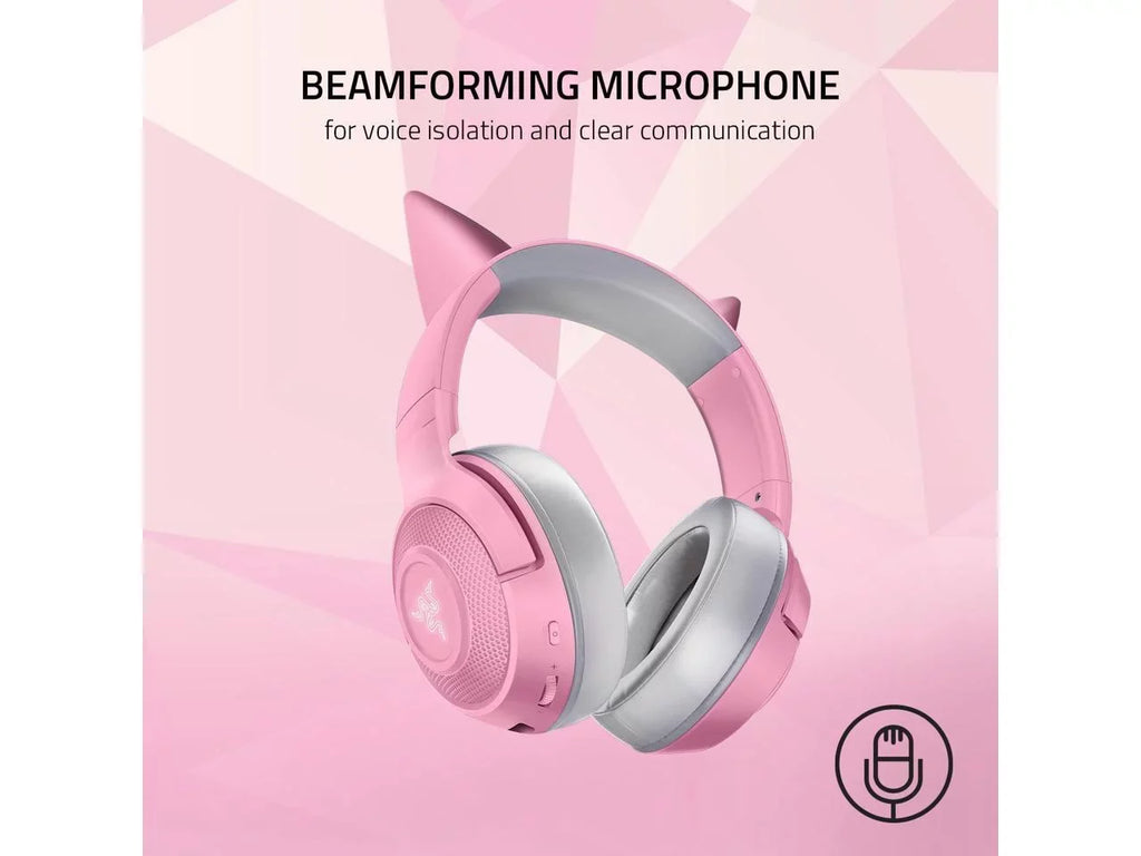 '- - Razer Custom-Tuned Bluetooth Latency Microphone Connection Low Pink by Chroma Quartz Kraken Powered Edition: Beamforming - BT Drivers - Razer 40mm Kitty 5.0-40ms