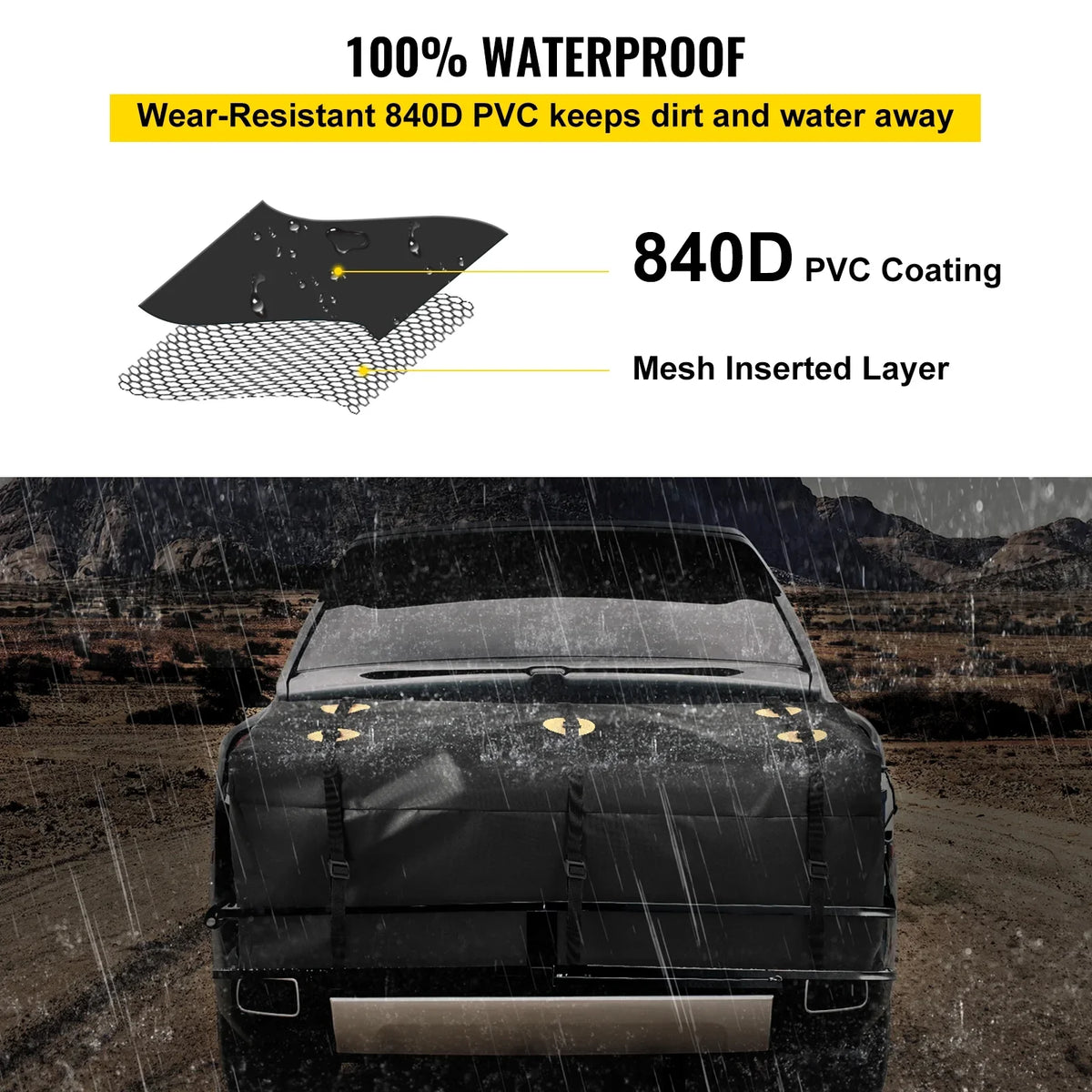 for Bag, PVC, Bag SUV Hitch Feet), Cubic Hitch Vans Carrier Truck Waterproof BENTISM Reinforced Straps, Heavy 840D Car Cargo (22 Duty with Hitch Cargo Carrier Fits Basket 60"x24"x26"