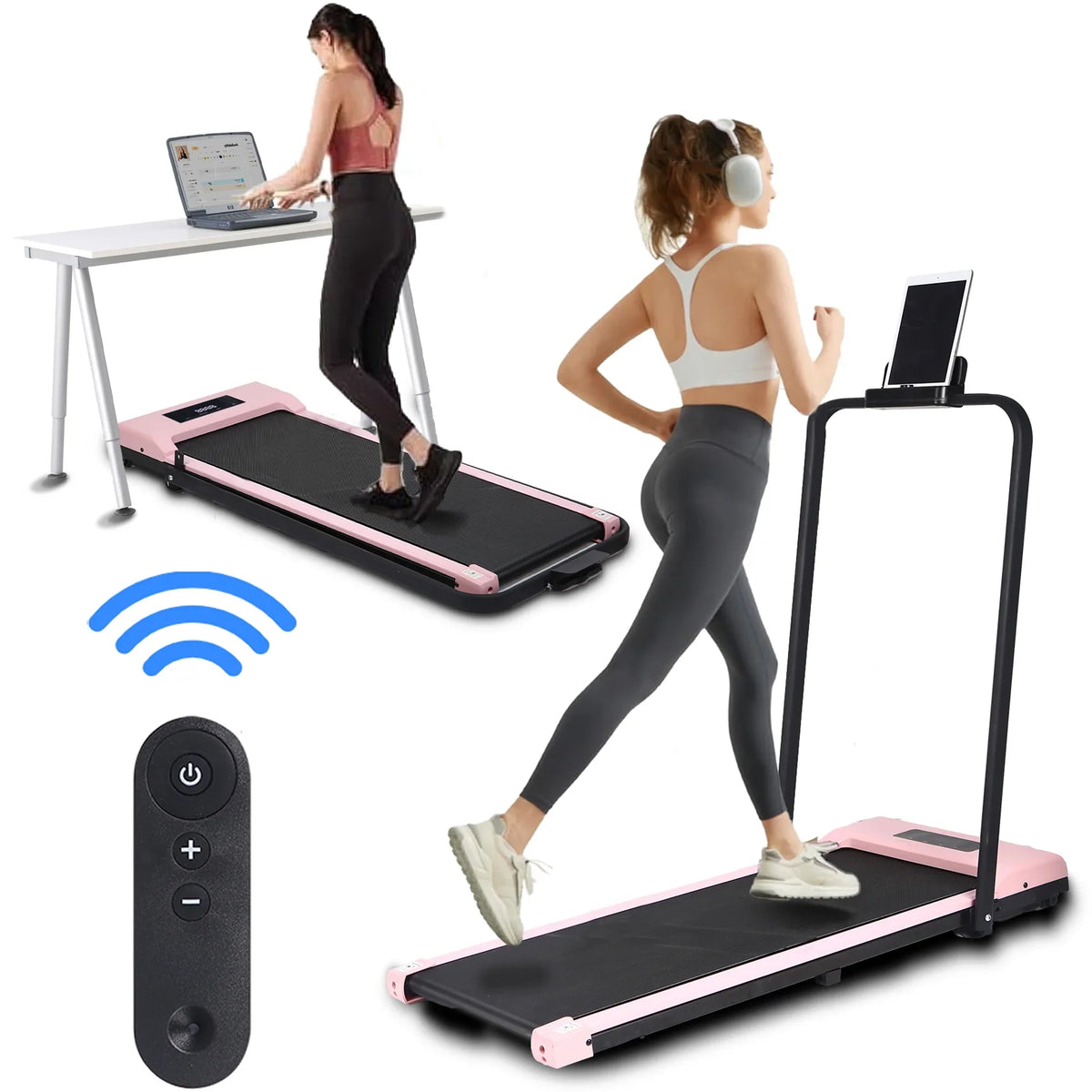 Display, 1, Treadmill in Ultra Walking 2 Pink Portable Capacity Remote 3.0HP Installation-Free Home, Desk for - Under 220 Pad BITOUSHI Lb Control, LED with Small Quiet & Treadmill Office &