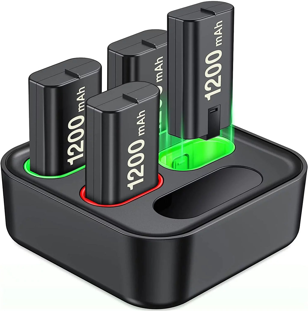Xbox for with 4x1200mAh Xbox Battery Pack Battery Charger Rechargeable Series One Xbox for EUROA Controller Pack X|S/Xbox S/X/Elite-Black