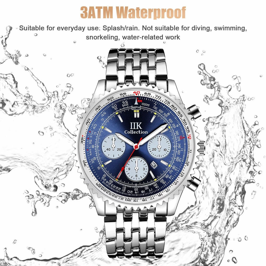 Men Waterproof Watch Stainless De Hombre Relojes Quartz Luminous Bracelet Steel