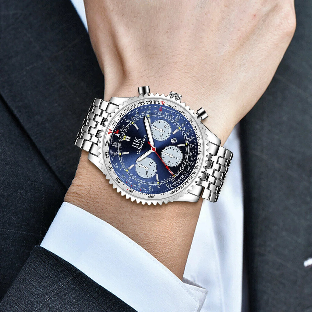 Men Waterproof Watch Stainless De Hombre Relojes Quartz Luminous Bracelet Steel