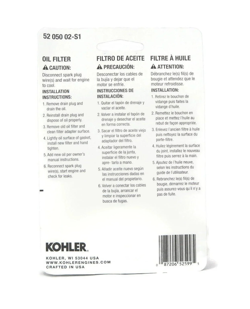 Kohler Pack) 5205002S OEM 050 Performance | Anti-drain for Oil Pro Filter (2 02-S, 52