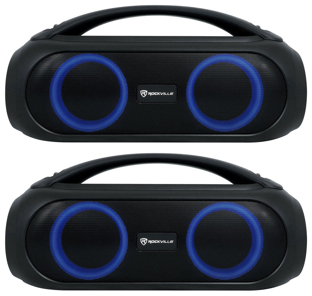 Portable MAX Bluetooth w/Wireless Speakers PARTY GO Rockville Link LED (2) BASS