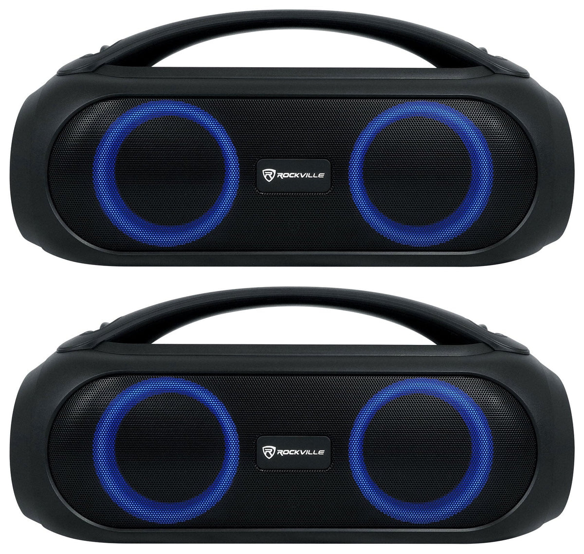 Portable MAX Bluetooth w/Wireless Speakers PARTY GO Rockville Link LED (2) BASS