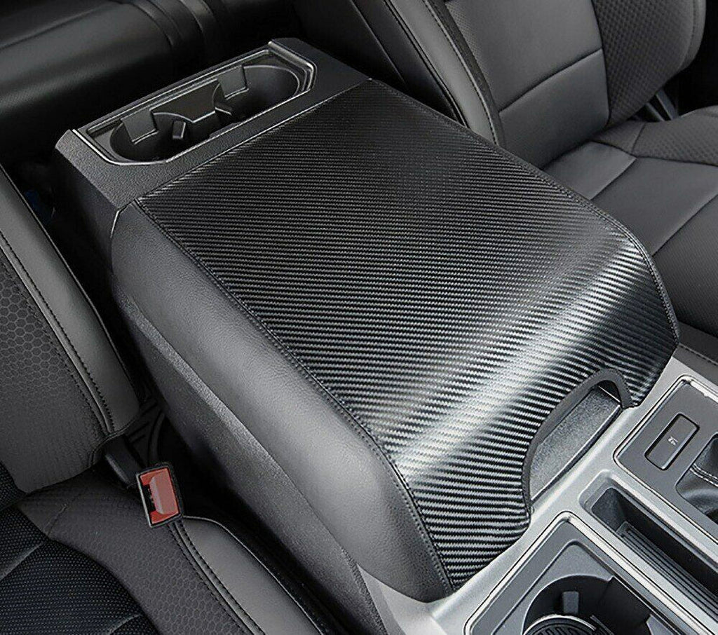 F150 Carbon Armrest Cover Center Protector Console Leather Pad Teledu