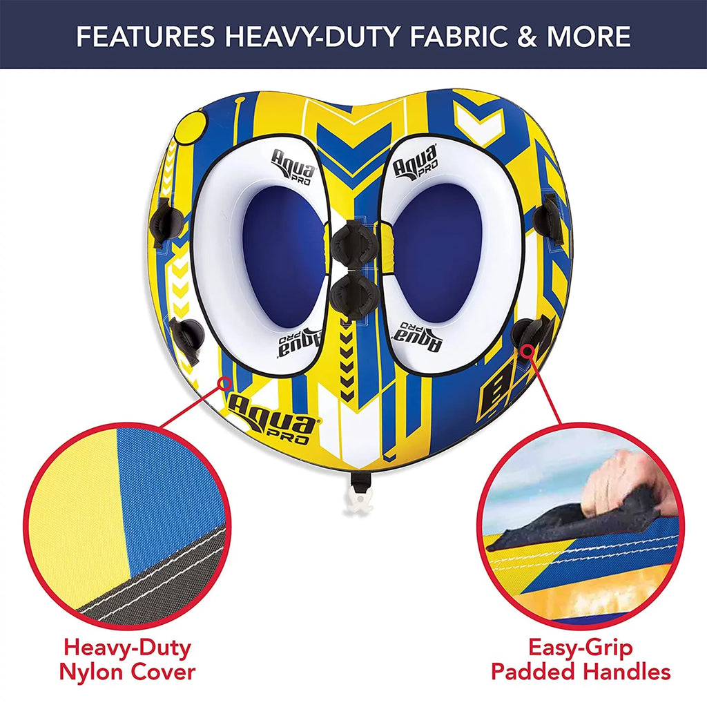AquaPro Towable Deck Heavy Nylon Duty Person 2 Blue & Rider, design Yellow