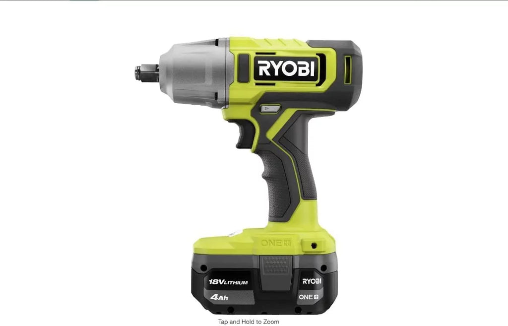 RYOBI in. 4.0 18V Kit Ah Wrench Impact Charger with and Battery ONE+ 1/2 Cordless