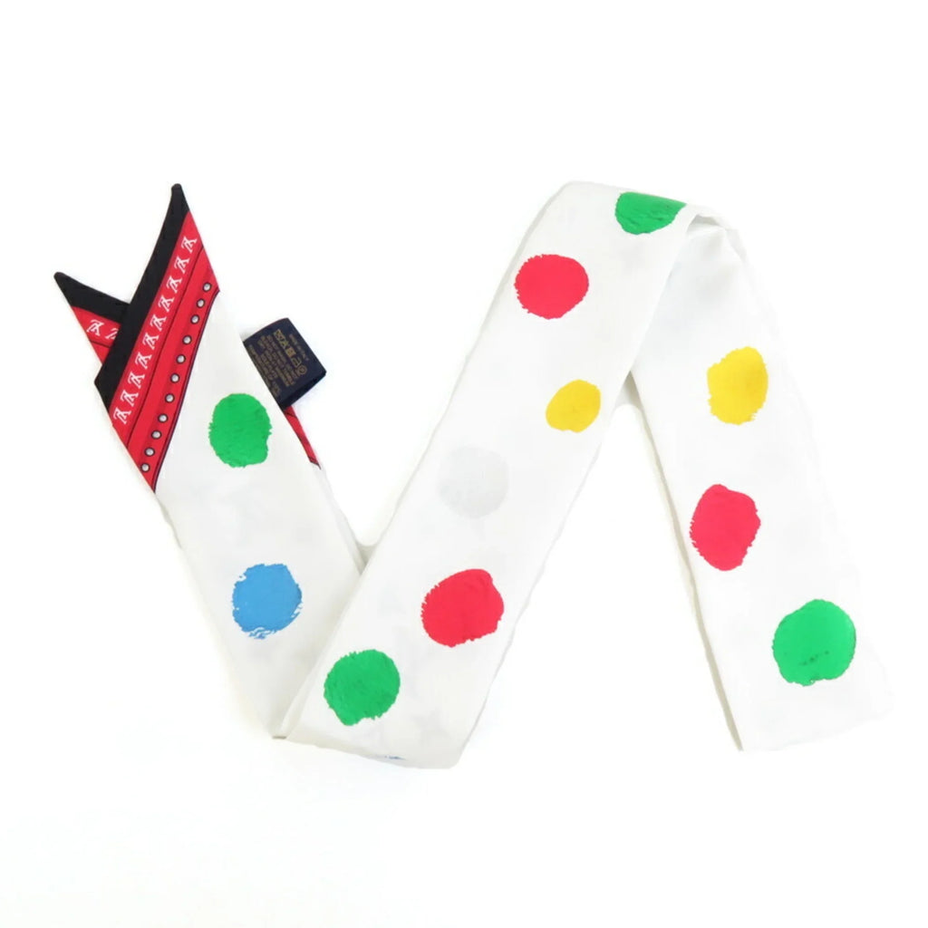 BB M78284 YK LV Painted Pre-Owned Scarf (Good) Silk Dot Women's Bandeau White Multicolor Muffler x