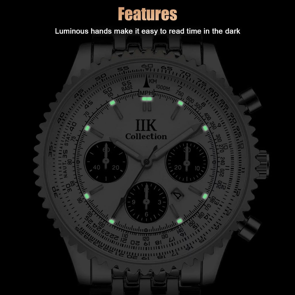 Men Waterproof Watch Stainless De Hombre Relojes Quartz Luminous Bracelet Steel