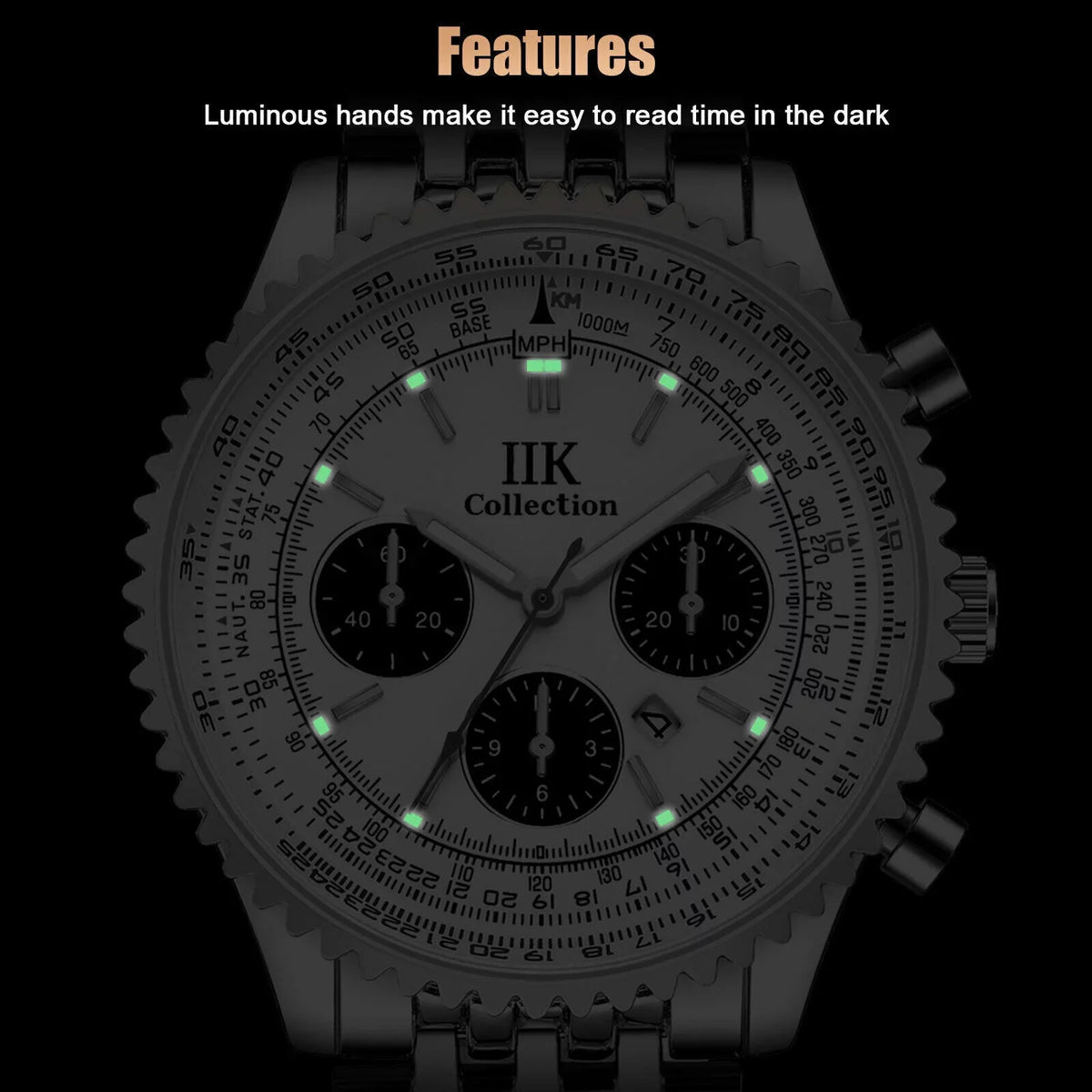 Men Waterproof Watch Stainless De Hombre Relojes Quartz Luminous Bracelet Steel