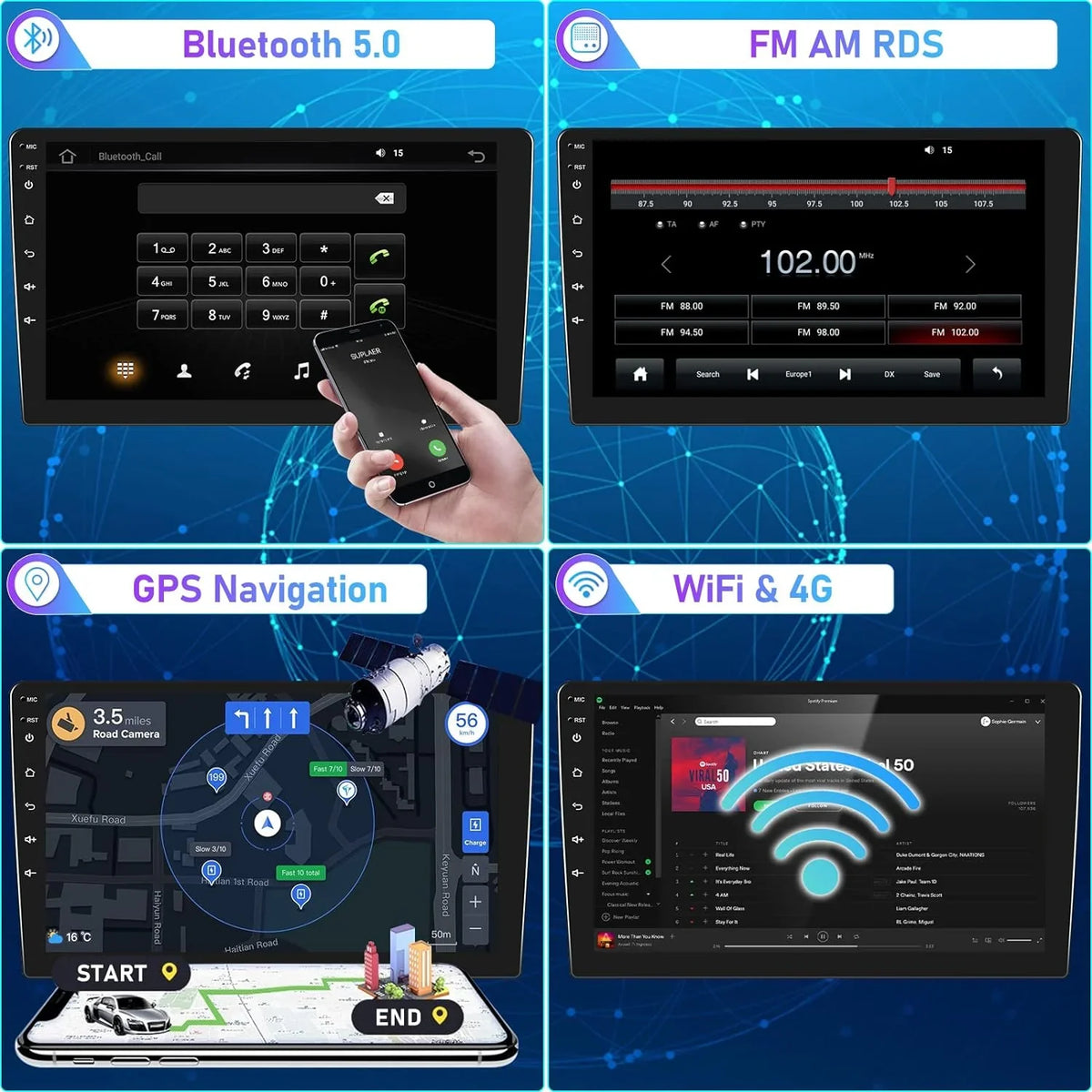 8th Accord Car WiFi 2008-2013 Core with Bluetooth Inch Car 10.1 8 Screen Stereo Android 4G Touch 5.0 Honda Auto Radio CarPlay GPS Navigation Stereo THONZER Android Camera（4G+64G） for Backup