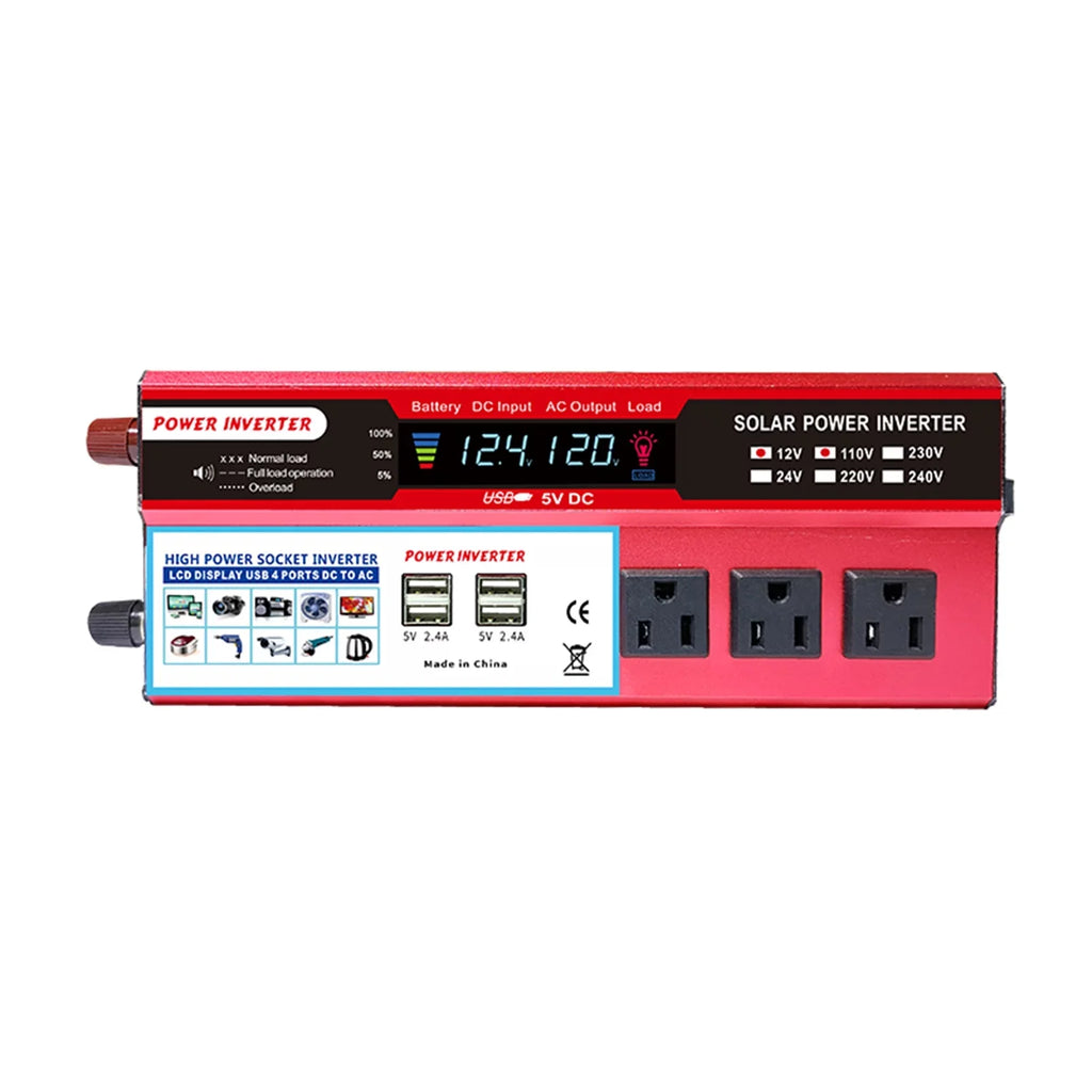 850-950W, LCD Inverter, Inverter Energy High Efficiency to Display, for Sine RV, Saving Solar Converter Car AC 12V with Nebublu