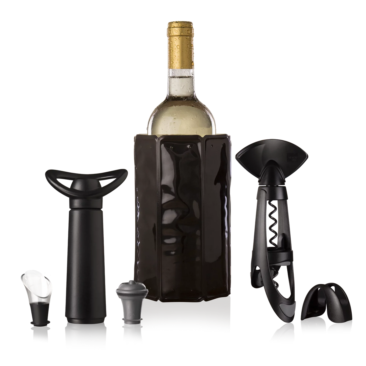 Original Haves Active - Foil 6pc Server Cooler and Cutter Includes Vacu Vacuum Wine Stopper - Wine Twister - Corkscrew Must Set Wine Vin Concerto The Wine - Crystal - Plus- Saver Wine Wine
