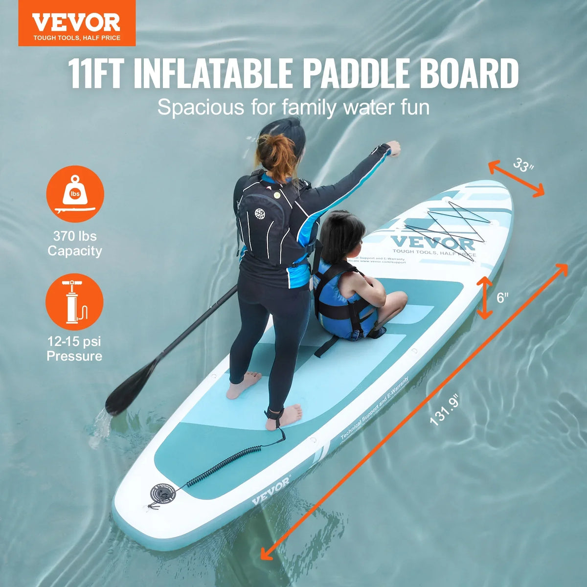 with 11' Paddle Board Paddle Up Inflatable Board Sup Stand Accessory SKYSHALO Surf