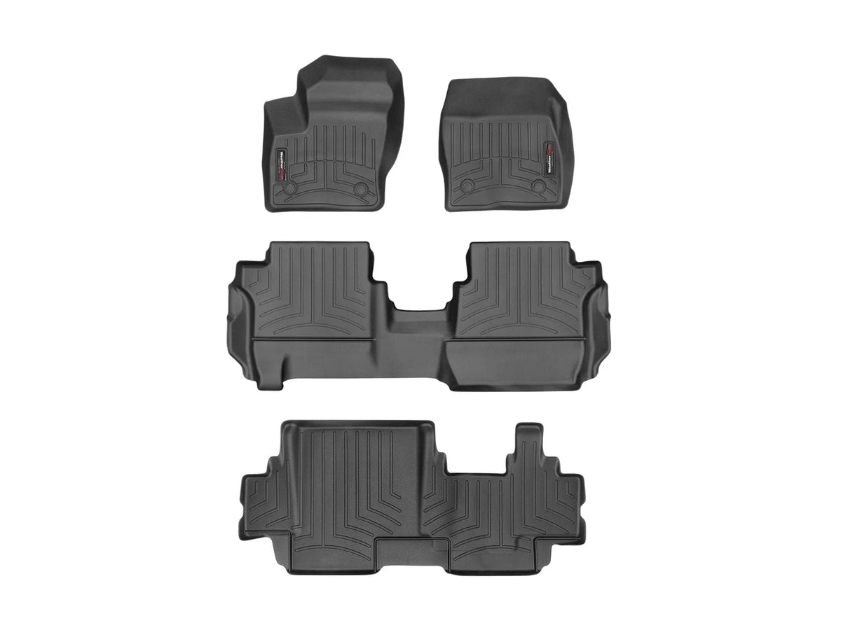 Black FloorLiners & WeatherTech - Row), Set with Complete 3rd Fit (1st, Connect 2nd, Custom compatible Transit 2018-2023