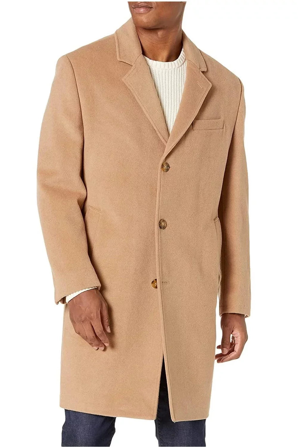 London Coat 40 Fog $350 Long Wool-Blend NWT - Overcoat Signature Mens Camel