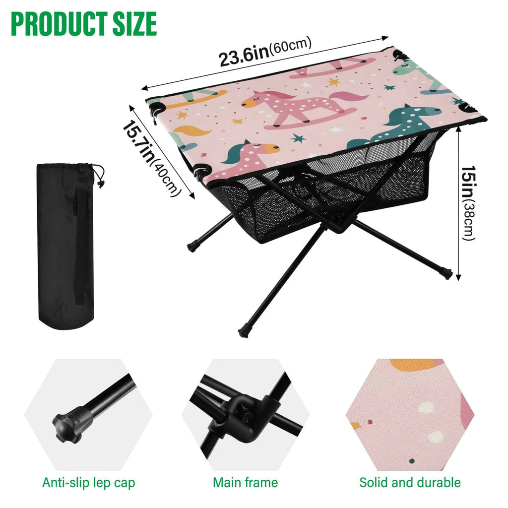 for Picnic Folding Horse Table Table Camping Fishing exterior Portable Cartoon Beach Compact BBQ Table Bag with Travel Stars and Storage