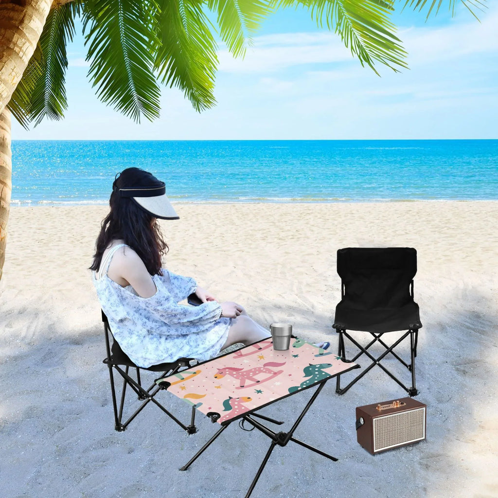 for Picnic Folding Horse Table Table Camping Fishing exterior Portable Cartoon Beach Compact BBQ Table Bag with Travel Stars and Storage